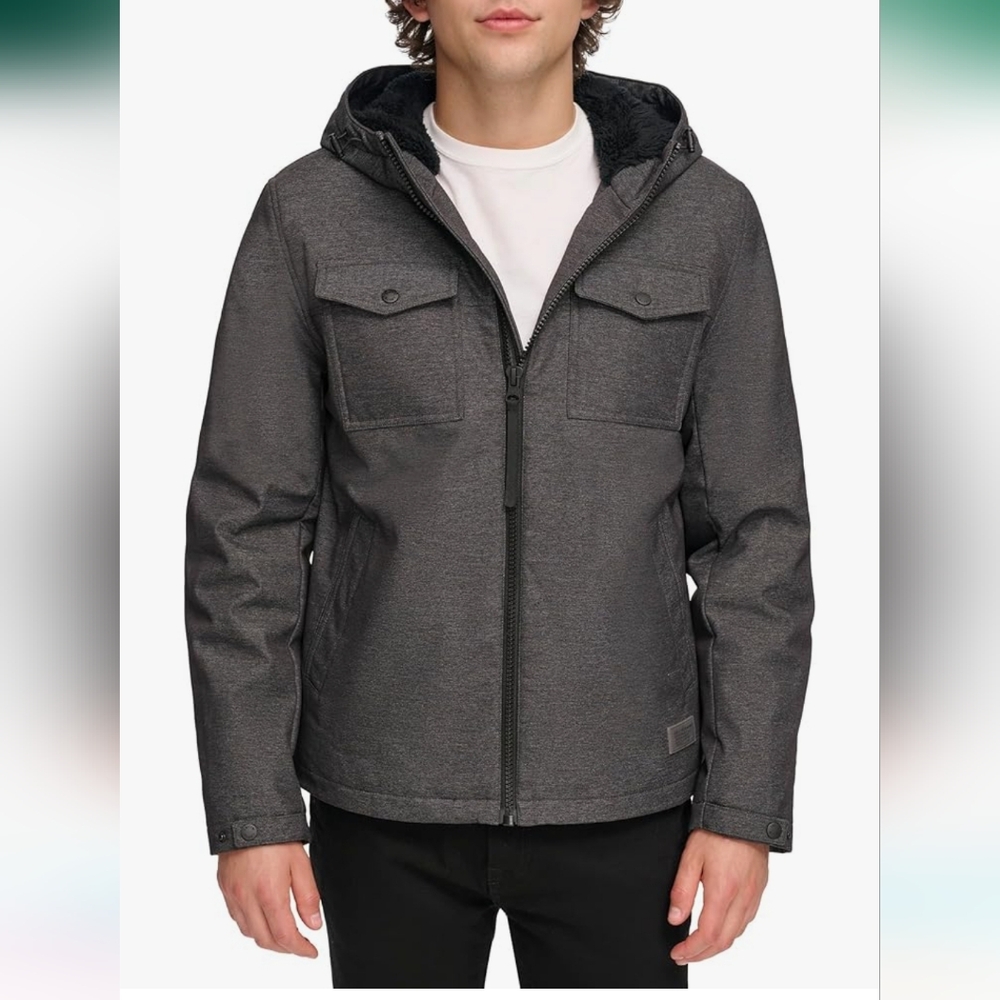 Levi's Men's Soft Shell Hooded Storm Coat 🔥BIG AND TALL LARGE 🔥Graphite Heathe